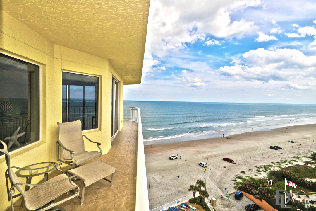 Island Crowne 1104 - Daytona Beach - FL Oceanfront Condo - Ocean River View Balcony Nook